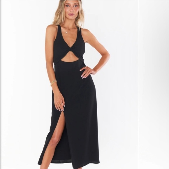 NWT Show Me Your Mumu Luca Midi Dress w/ Slit And Open Back ~ Cantaloupe/Orange - Picture 4 of 8